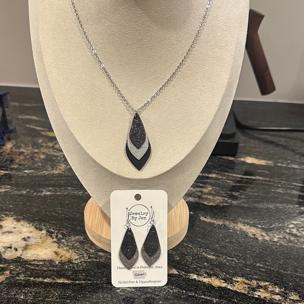 Silver and Black Dangle Earrings